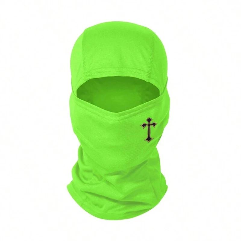 Cross Printed Ski Mask Hood for Men and Women Outdoor Riding Balaclava Hat Sunshade Breathable Windproof and Sunscreen Hat