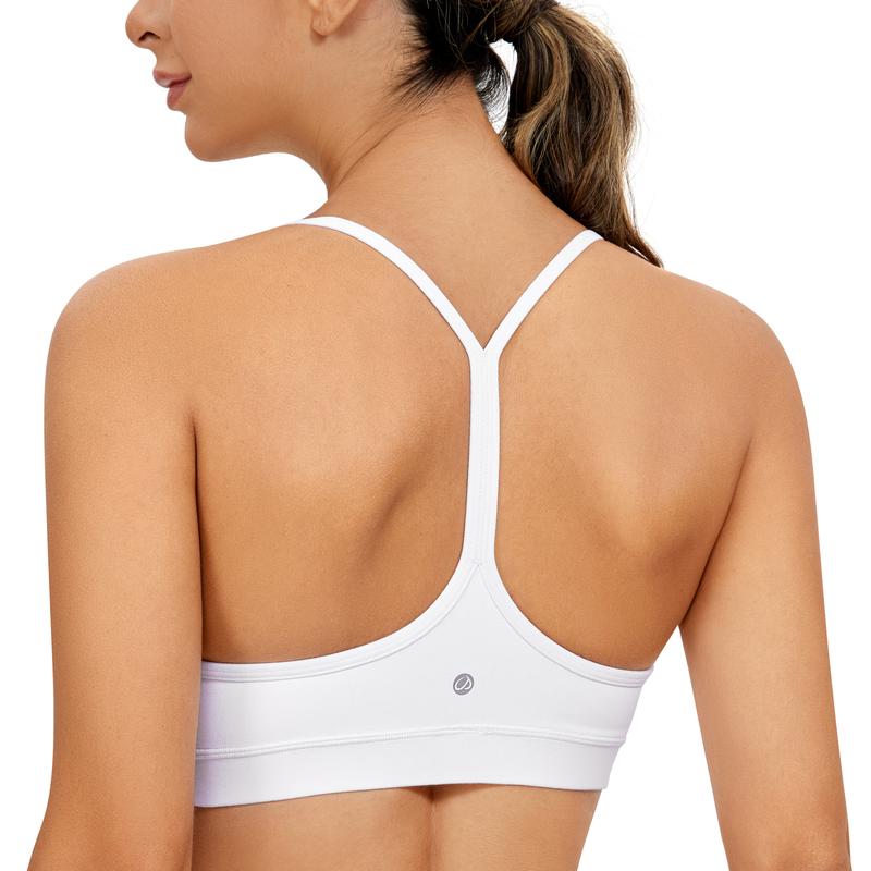 CRZ YOGA Butterluxe Womens Y Back Sports Bra - Padded Racerback Low impact Spaghetti Thin Strap Workout Yoga Bra