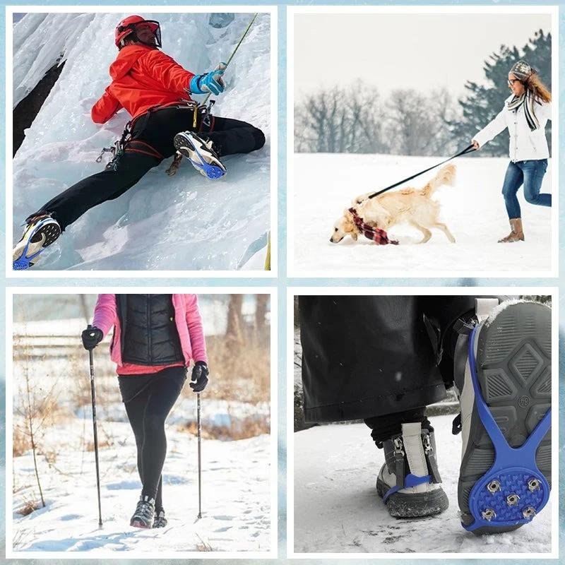 Universal Non-Slip Shoe Grips with Gripper Spikes for Winter Outdoor Activities