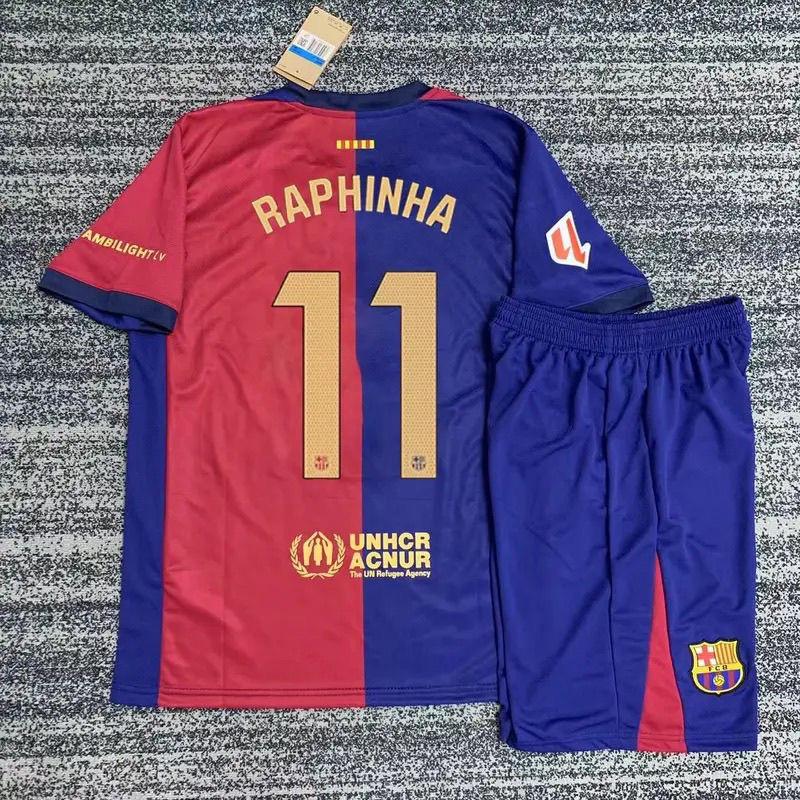 New 2425 Barcelona jersey home children set ape La Liga fan version No. 19 Yamalgarvi short-sleeved football suit