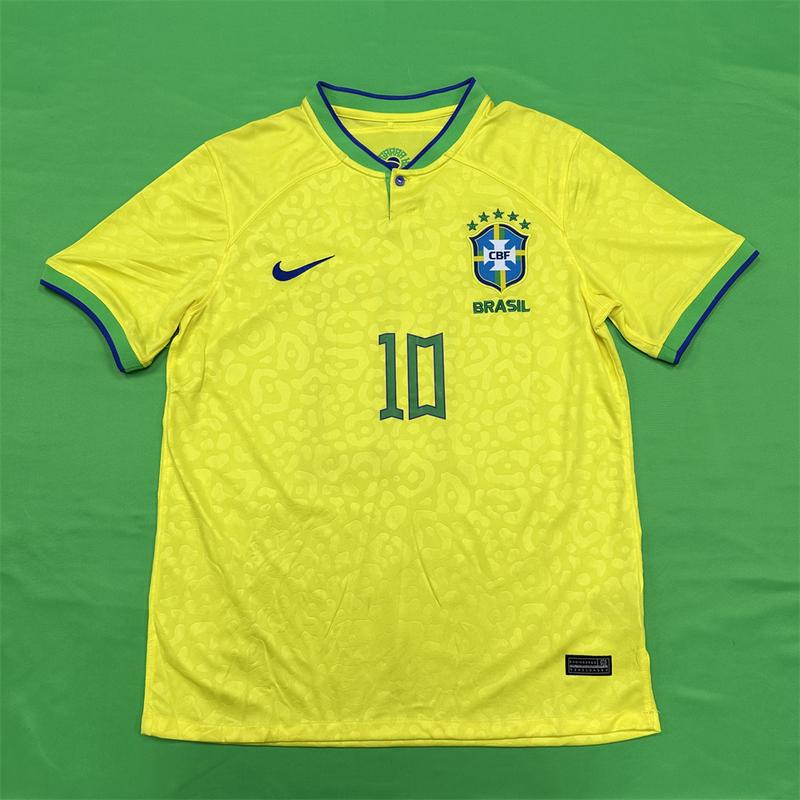 Nike 2022 World Cup Brazil Fan Edition Home Short Sleeve Neymar JR Soccer Jerseys