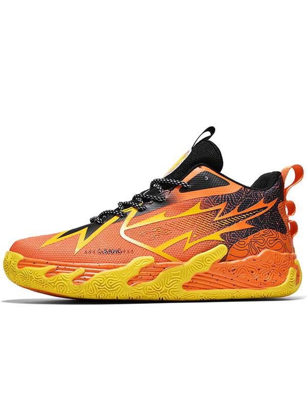 Men's Fashionable Letter & Striped Pattern Lace Up Basketball Shoes, Casual Comfortable Breathable Sports Shoes, Non-slip Wear-resistant Basketball Shoes