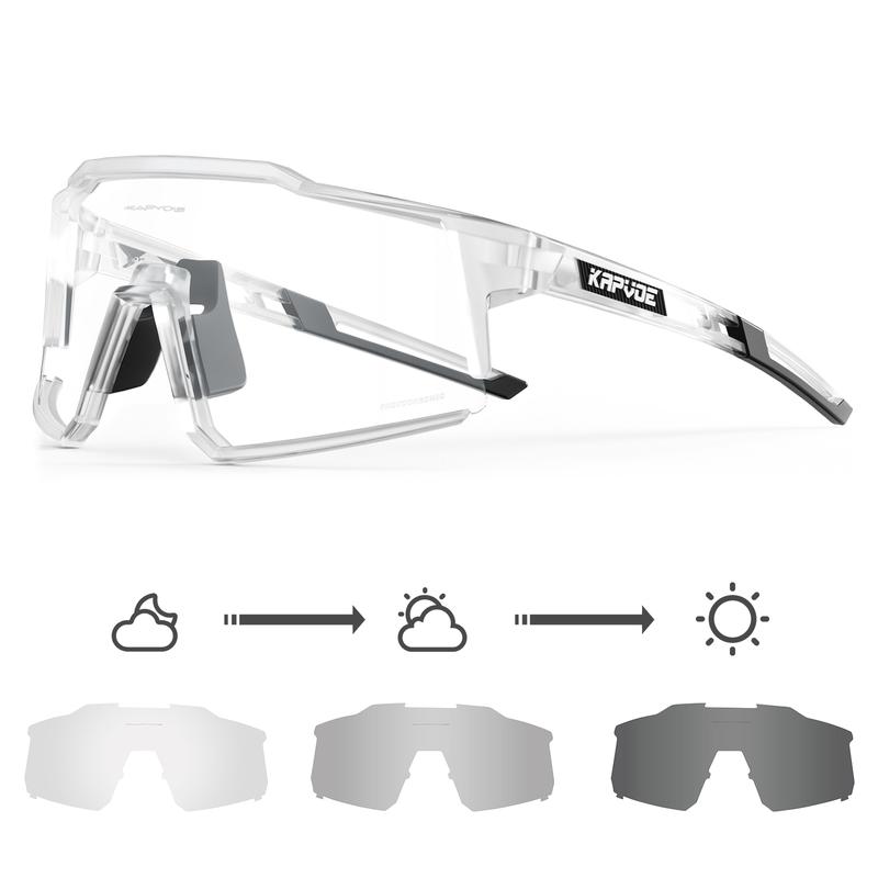 KAPVOE Photochromic Cycling Glasses MTB Clear Mountain Bike Transition Bicycle Sunglasses for Men Women