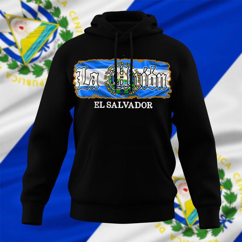 El Salvador States Design Black Hoodie