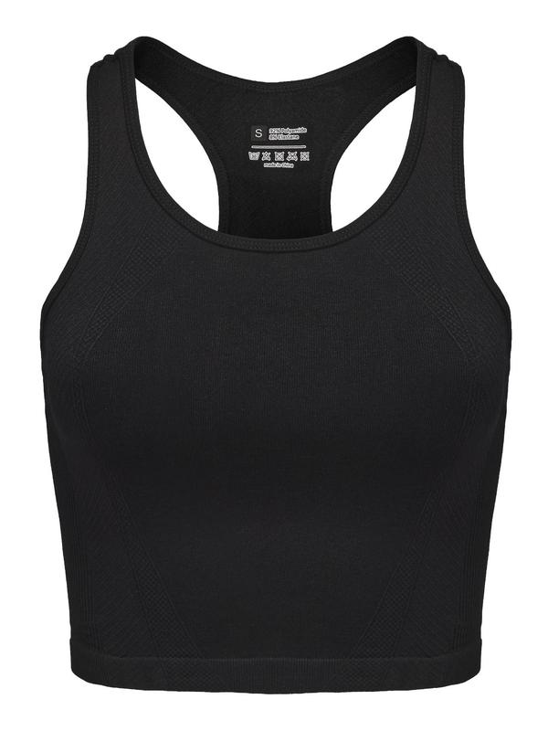 Women's Solid Scoop Neck Sports Vest, Sporty Sleeveless Tank Top for Yoga Gym Workout, Ladies Sportswear for All Seasons