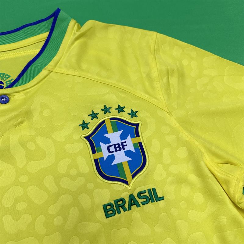 Nike 2022 World Cup Brazil Fan Edition Home Short Sleeve Neymar JR Soccer Jerseys