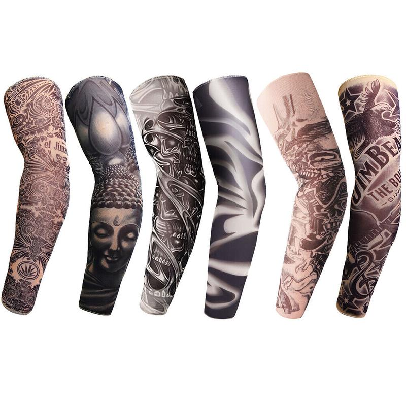 6PCS Cooling Tattoo Art Arm Sleeves Cover UV Sun Protection Sport Outdoor activities Set