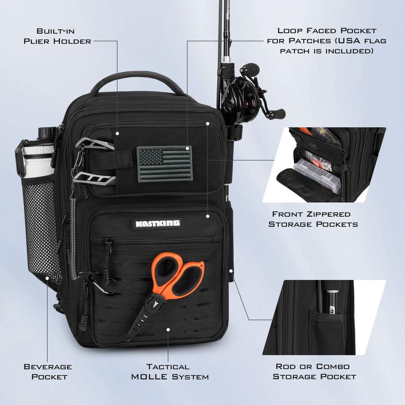 KastKing BlowBak Tactical Fishing Sling Tackle Storage Bag – Lightweight Sling Fishing Backpack - Sling Tool Bag for Fishing Hiking Hunting Camping