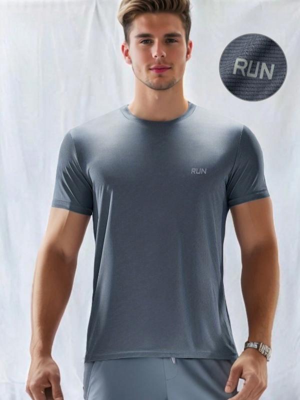 Men Quick Dry Sports T-Shirt, Fashionable Casual Fitness Gym Workout Clothes Suit