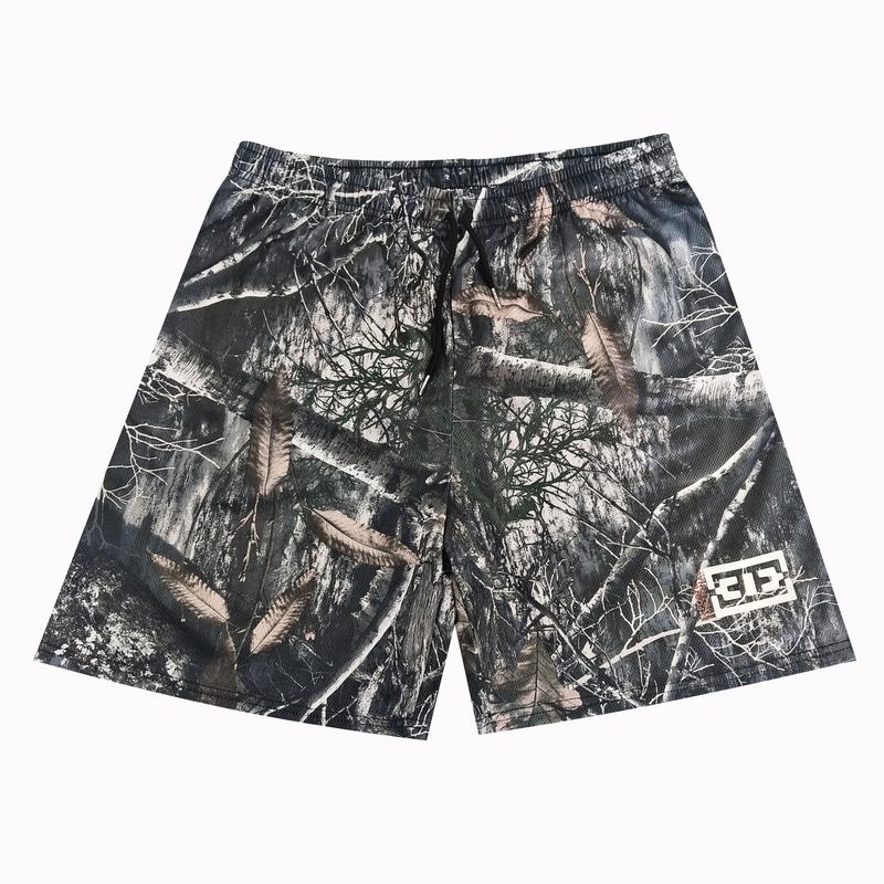 Men's Camouflage Shorts, High Waist Muscle Fitness Quarter Pants, Breathable Mesh Fabric, Stylish Polyester Tropical Trouser Menswear Sports