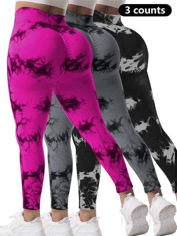  Tie Dye Print High Waist Sports Leggings, Casual Comfy Breathable Skinny Pants for Yoga Gym Workout Running, Women's Plus Sport & Outdoor Clothing for Spring & Fall