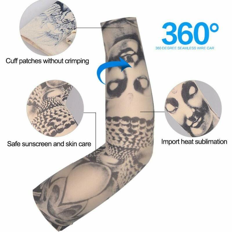 6PCS Cooling Tattoo Art Arm Sleeves Cover UV Sun Protection Sport Outdoor activities Set