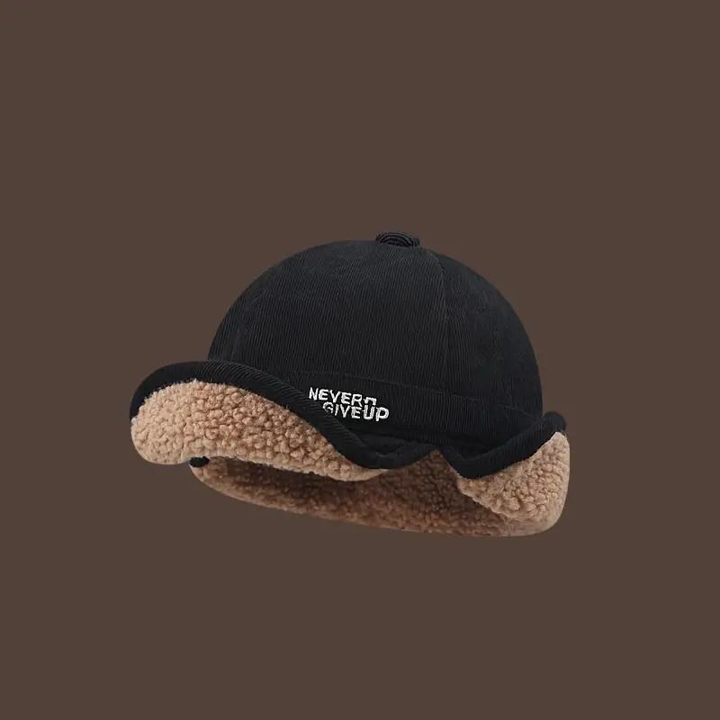 Winter Warm Baseball Cap with Ear Cover, Sporty Letter Embroidery Hat for Men & Women, Outdoor Sports Hat for Cycling, Running, Hiking