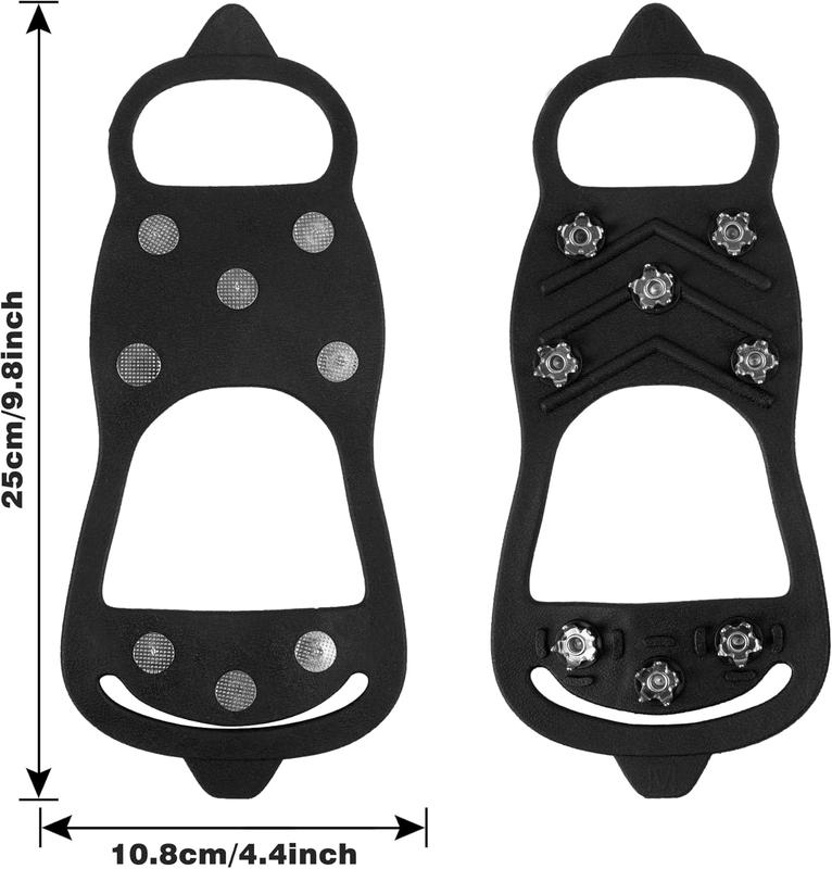 2 Pairs Non Slip Gripper Spike Ice Traction Cleats Walk Traction Cleat Durable Ice Snow Grips for Shoes, Boot with 8 Steel Studs Crampons