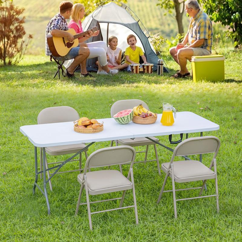 Sweet Furniture F Folding Table Outdoor Indoor Heavy Duty Portable Table with Carrying Handle for Camping Picnic Party