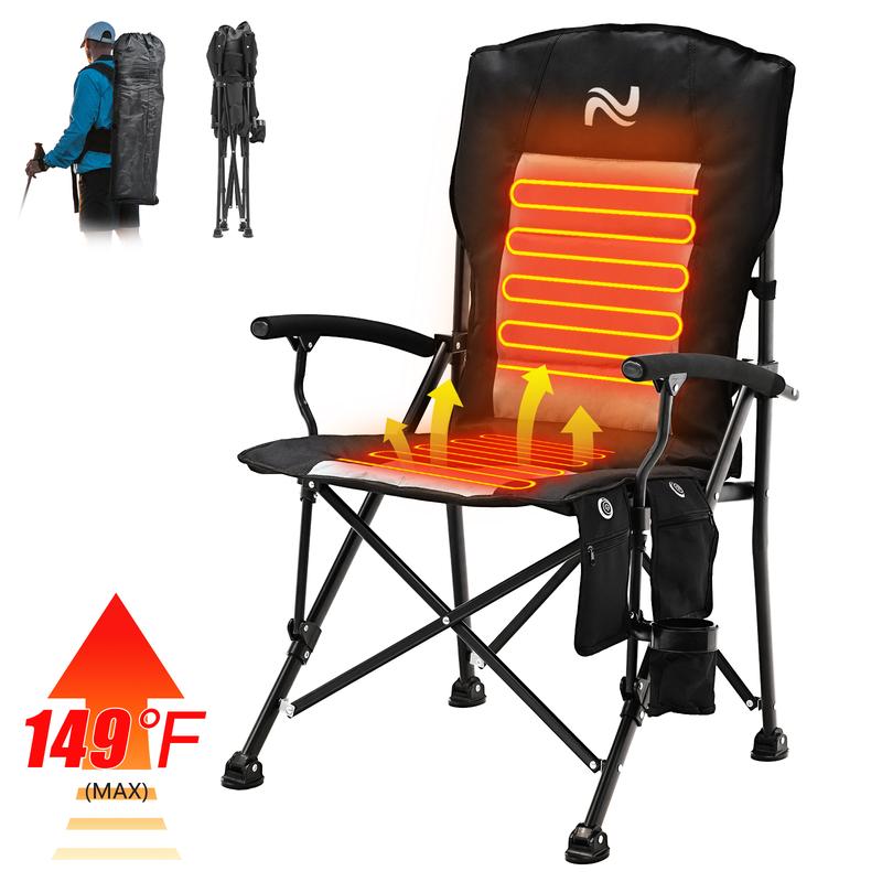 Slsy Heated Camping Chair, Oversized Portable Camping Chairs Heated Chair Padded Camp Chair, Outdoor Folding Chairs Sports Chair Lawn Chairs Beach Chair portable folding