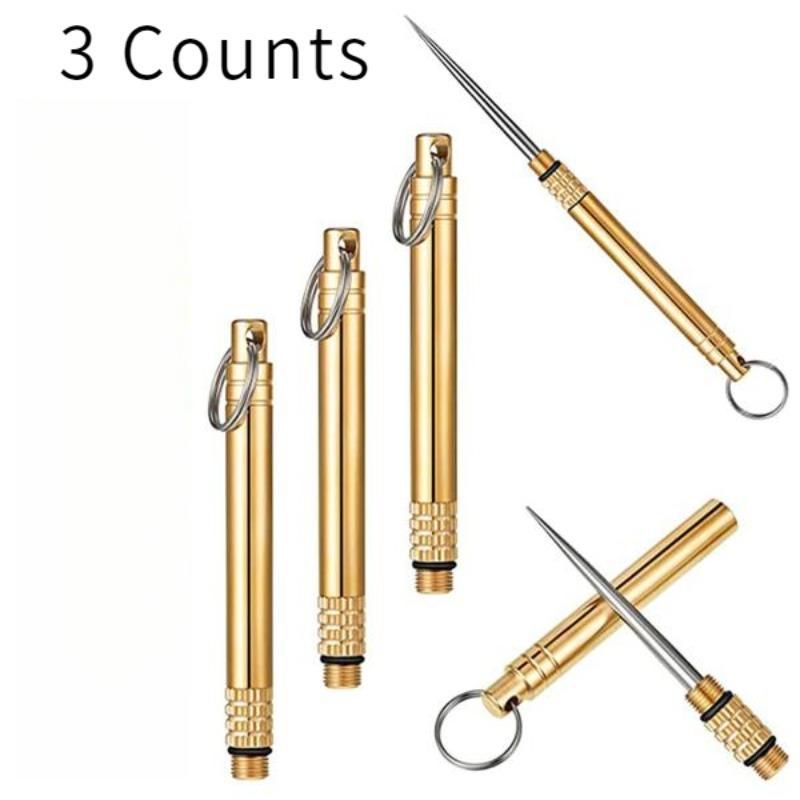 Portable Titanium Toothpick Set, 3 Counts Pocket Toothpick Keychain, Picnic Camping Kitchenware, Trendy Exquisite Keychain for Birthday Gift