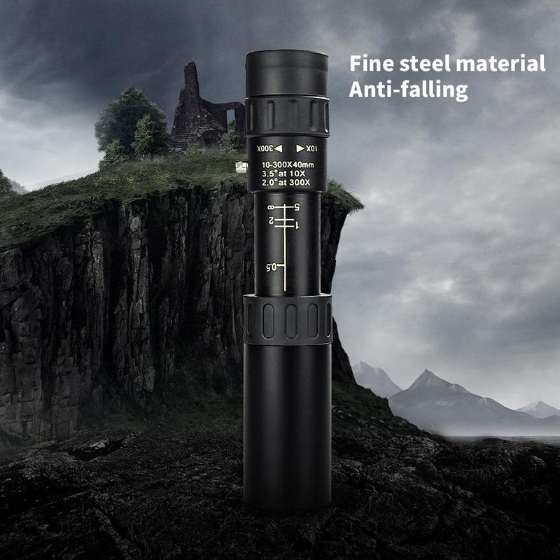 Portable 10-300x40 Monocular Telescope, 4K High Definition Telescopic Telescope, Outdoor Camping Hunting Travel Telescope