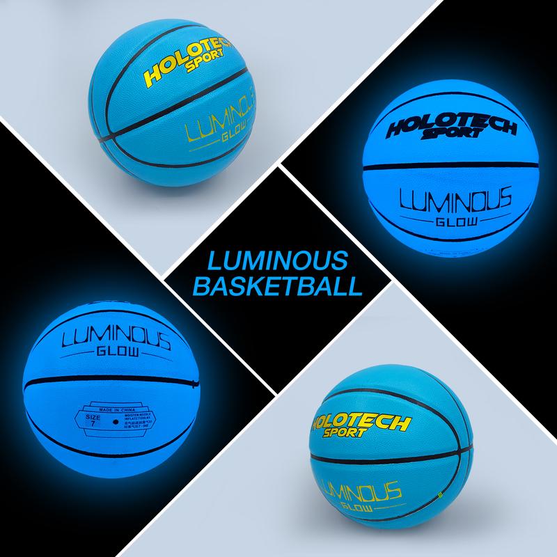 Blue Basketball Glow in The Dark, Cool Glowing Indoor Outdoor Luminous Leather Basketball Size 5, Size 6, Size 7 for Youth, Women, Men (with Pump) womens  hoops