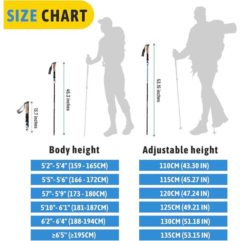 Hamoluxi 2pc Hiking Poles Trekking Poles Collapsible, Ultralight Folding Hiking Stick with Quick Lock System Walking Sticks