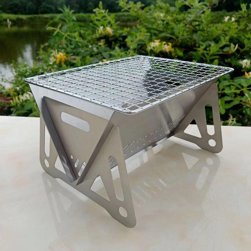 Outdoor Foldable Stainless Steel Stove, 1 Count Portable Barbecue Grill, Easy To Carry Stove, Camp Kitchen for Outdoor Camping Hiking