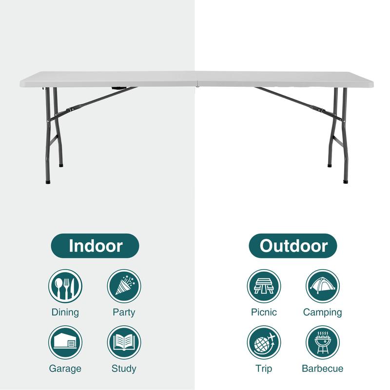 Sweet Furniture F Folding Table Outdoor Indoor Heavy Duty Portable Table with Carrying Handle for Camping Picnic Party