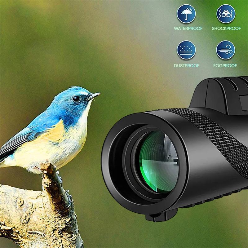 80x100 High Power Monocular, Portable Handheld Monocular Telescope, High Definition Monocular Telescope for Outdoor Adventure, Bird Watching, Camping