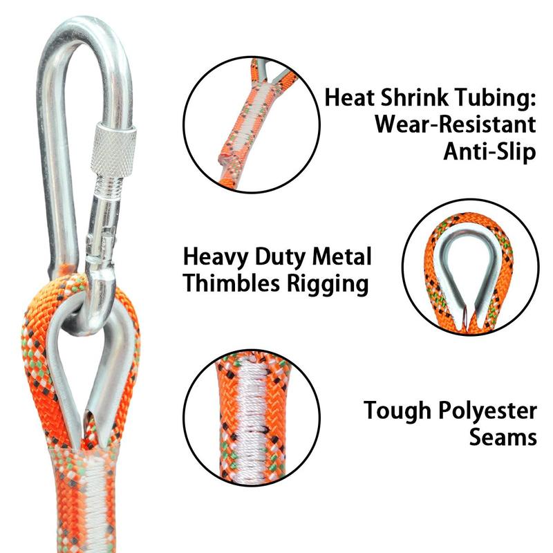 High Strength Climbing Rope, 1 Set Climbing Rope with Storage Bag & Carabiners & Gloves, Professional Outdoor Climbing Equipment