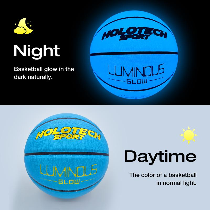 Blue Basketball Glow in The Dark, Cool Glowing Indoor Outdoor Luminous Leather Basketball Size 5, Size 6, Size 7 for Youth, Women, Men (with Pump) womens  hoops