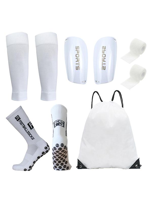 Professional Football Training Set, Letter Print Sports Socks & Shin Guard & Calf Sleeve & Athletic Tape & Backpack, Sports Soccer Training Set, Athletic Tape, Sports Accessories for Soccer Training