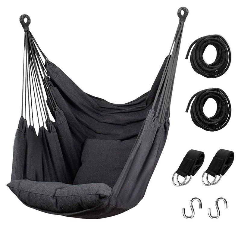 Hommtina Hammock Chair Hanging Rope Swing (Without pillow), Max 300 Lbs Hanging Chair with Pocket- Quality Cotton Weave for Superior Comfort & Durability Perfect for Outdoor, Home, Bedroom, Patio, Yard