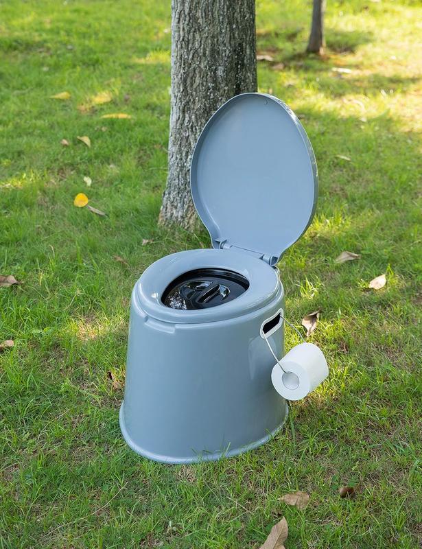 Portable Toilet with Non-slip insert Grey