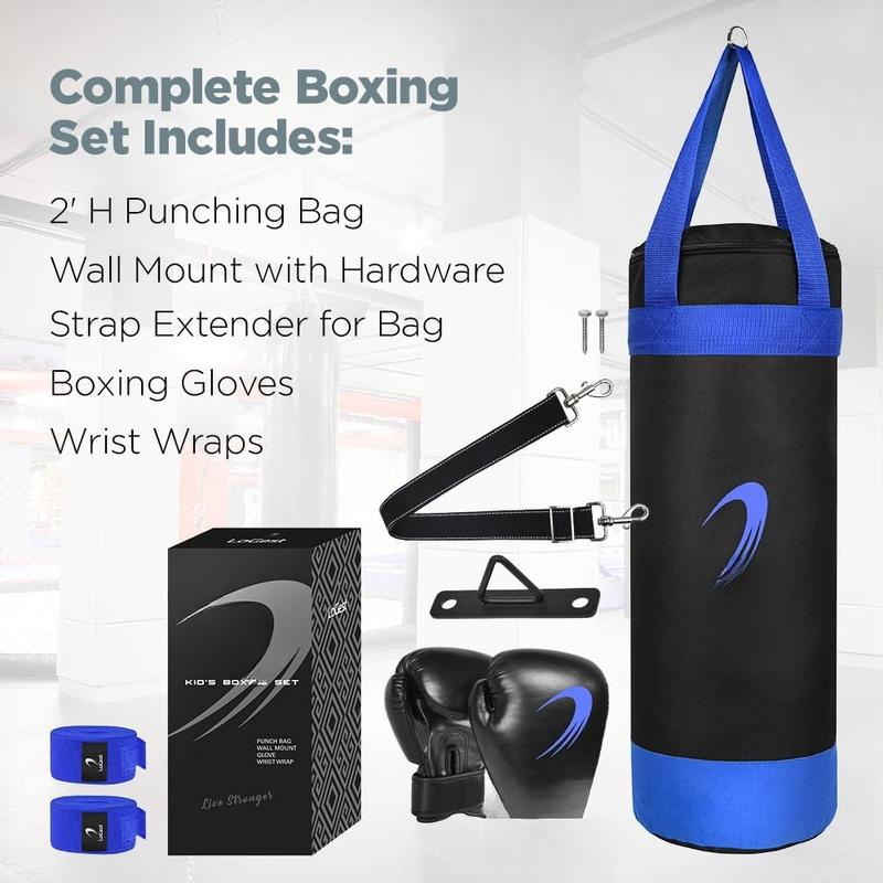 Punching Bag for Kids Boxing Set - Suitable for Kids Punching Bags 3-8 years of Age - Boxing Gloves & Hand Wraps Included - Youth Children Boxing MMA Kickboxing Muay Thai Karate Punching Bag