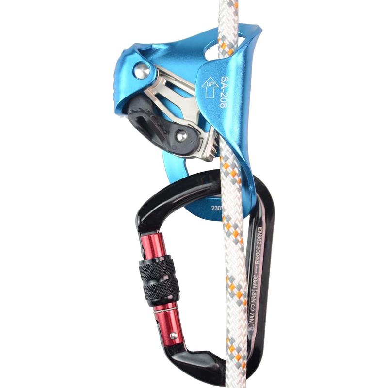 Upgraded Climbing Chest Ascender Strong Rappelling Gear Equipment W Sharp Stainless Teeth for Rock Climbing, Tree Arborist, Rescue Caving, Mountaineering, 8~13MM Rope