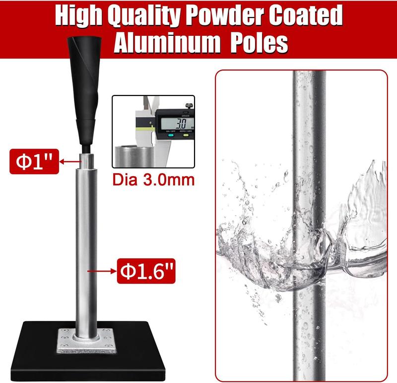 Baseball Batting Tee - Professional Hitting Tee for Baseball Softball with Ultra- Flexible Rubber Top - Easy Height Adjustment 24-46 inch (Heavy Weight Base)