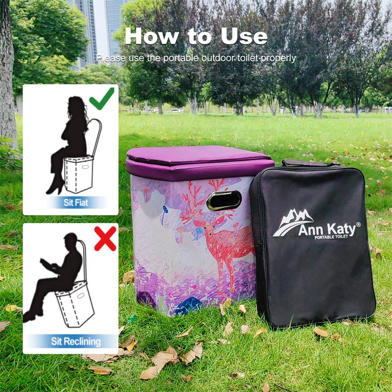 Ann Katy Upgrade XL Portable Toilet for Adults, Extra Large Portable Travel Floding Toilet, Camping Tall Toilets with Lid for Adults and Kids Compact Potty for Car,Hiking,Beach