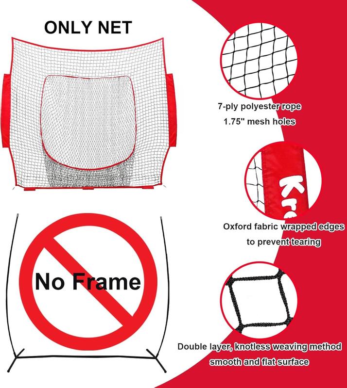 Baseball Replacement Net (NET ONLY),7'7' Baseball Softball Practice Net,Portable Baseball  Net for Hitting Batting Catching Pitching,Easy Setup Replacement Net (Without Support Frame)