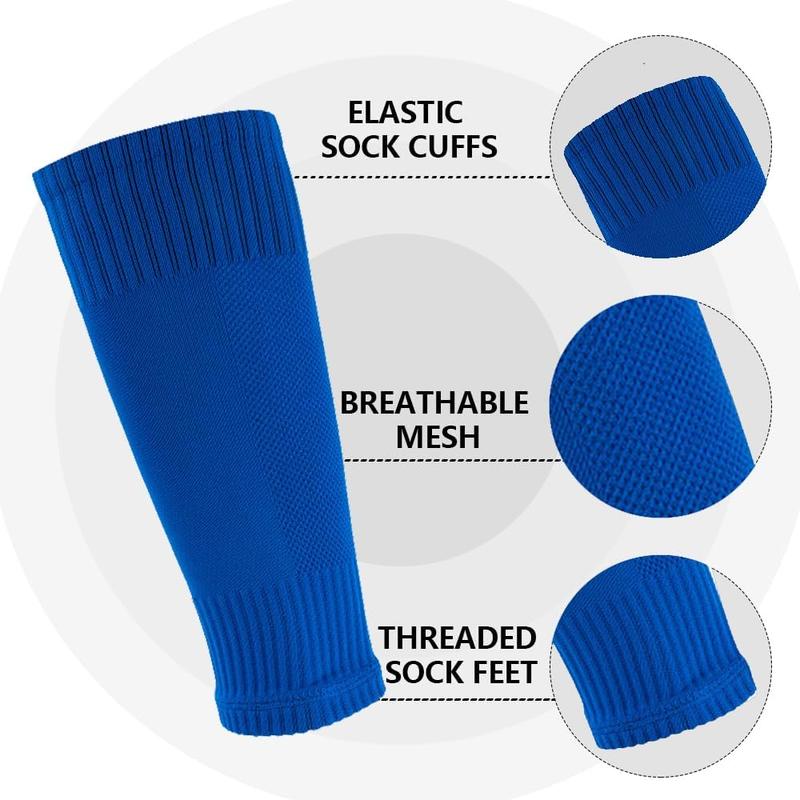 2 Pairs Soccer Socks for Men, 2 Pairs Shin Sleeves, 1 Pack of Shin Guards, and 4 Shin Straps - Complete Soccer Game Set, 9 Pieces Total.