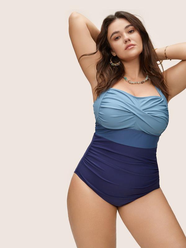 BloomChic Contrast Twist Front Skinny One Count Swimsuit
