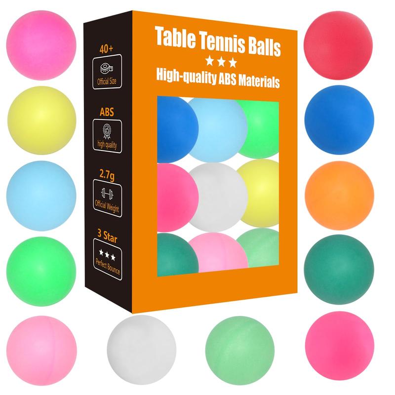 Table Tennis Balls 12 Pack: 3-Star Colored Ping Pong Balls for Outdoor Practice, Party Games, and Cat Toys