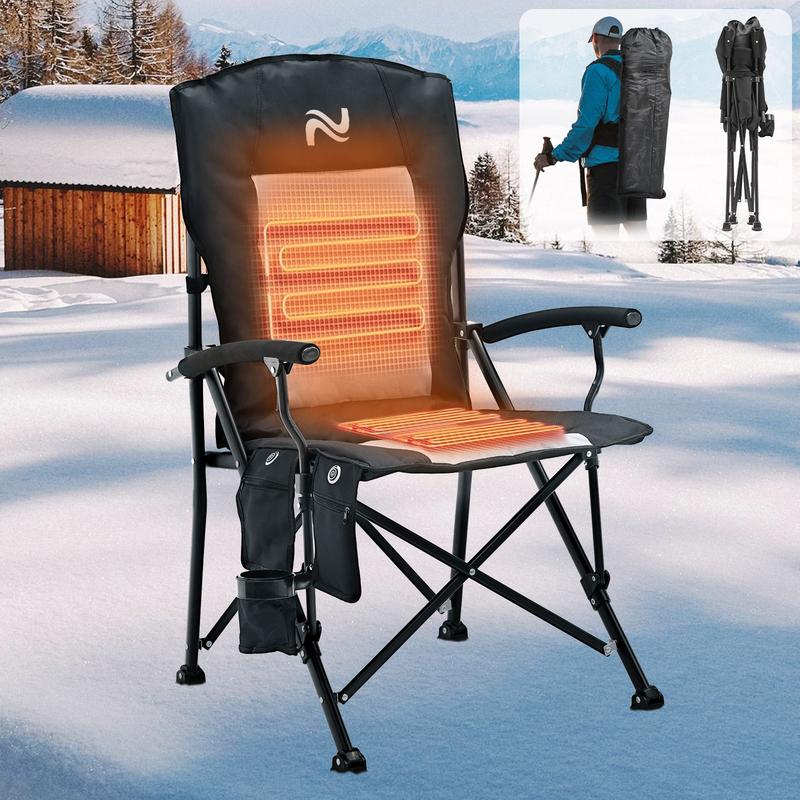 Slsy Heated Camping Chair, Oversized Portable Camping Chairs Heated Chair Padded Camp Chair, Outdoor Folding Chairs Sports Chair Lawn Chairs Beach Chair portable folding