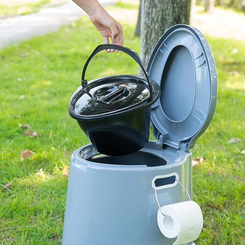 Portable Toilet with Non-slip insert Grey