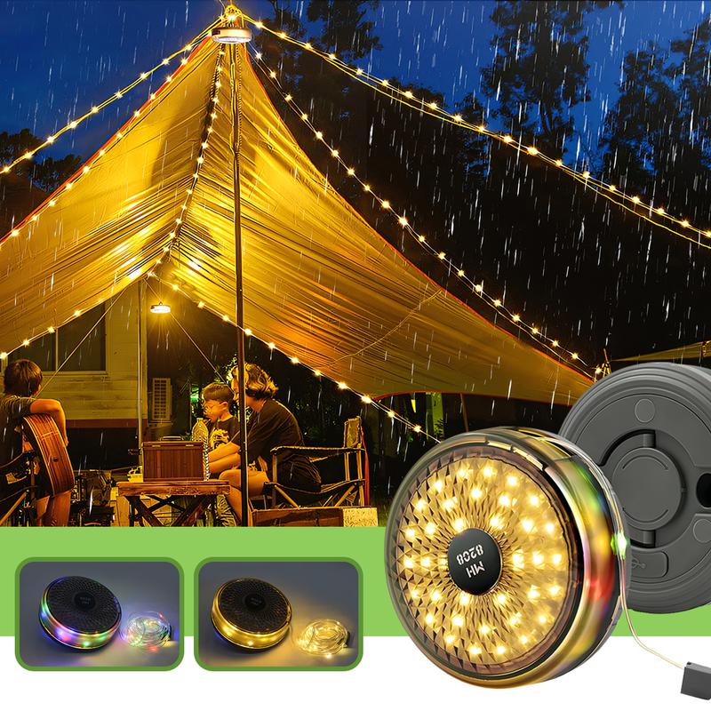 4 in 1 8 Models Retractable String Lights Outdoor 32.8 FT  Camping String light for Holiday Christmas Decoration