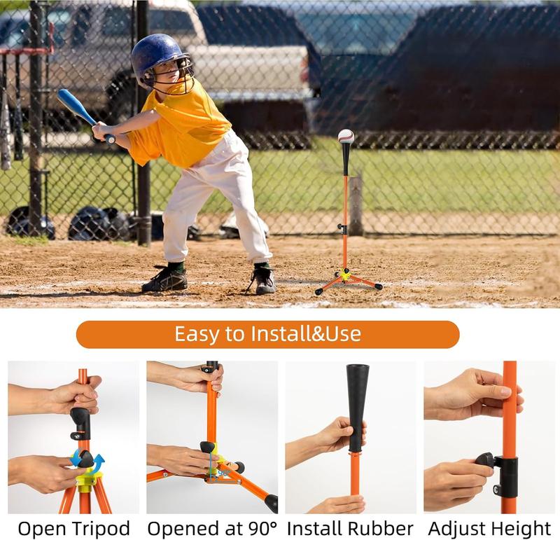 Kids Baseball Tee, 20.87 to 31.29 Inches Batting Tees for Baseball with Carry Bag, Portable Stable Baseball Tees for Hitting, Tripod Tanner Tee for Baseball Practice Stand Aged 3-8 Years