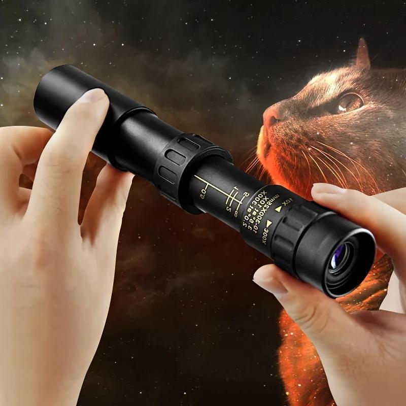 Portable 10-300x40 Monocular Telescope, 4K High Definition Telescopic Telescope, Outdoor Camping Hunting Travel Telescope