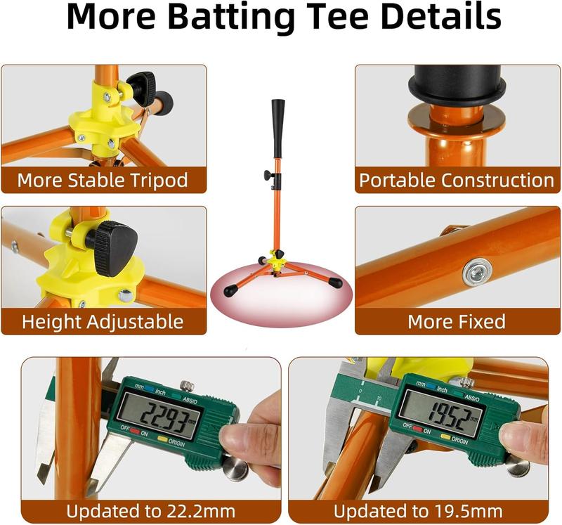 Kids Baseball Tee, 20.87 to 31.29 Inches Batting Tees for Baseball with Carry Bag, Portable Stable Baseball Tees for Hitting, Tripod Tanner Tee for Baseball Practice Stand Aged 3-8 Years