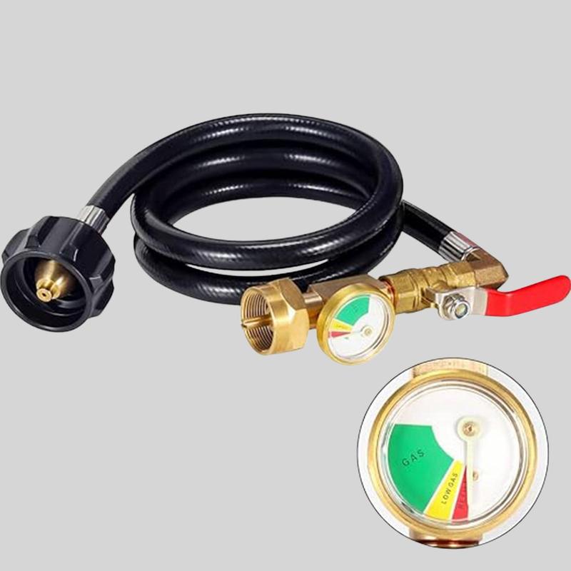 36 Inch Propane Gas Tank Adapter with Pressure Gauge, High Pressure Camping Bbq Grill Adapter, Easy To Use, Gas Tank Adapter Connector with Switch Control Valve, Camping Accessories, Christmas Gift