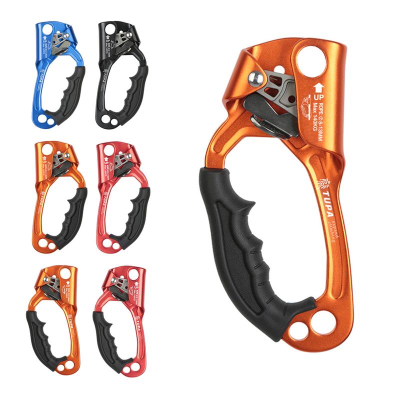 Left Hand Ascender 8-13mm Vertical Rope Rock Climbing Caving Rescue Gear for Outdoor (Orange)