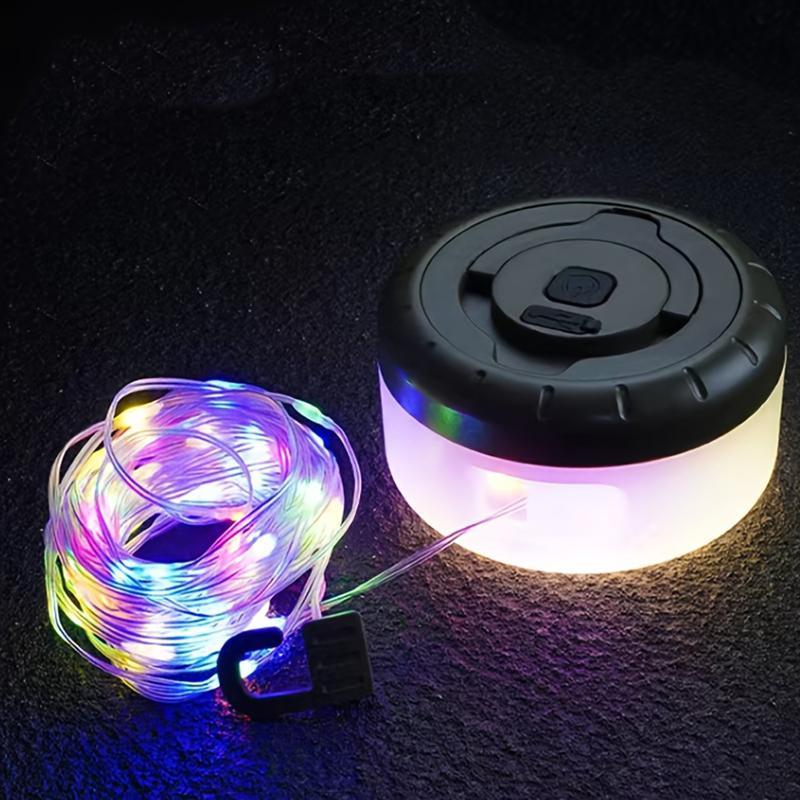 Colorful Outdoor String Light, Portable Outdoor String Light, Durable Tent Light, Rechargeable LED Camping Lantern for Outdoor Tent Hiking Decor, Christmas Gift