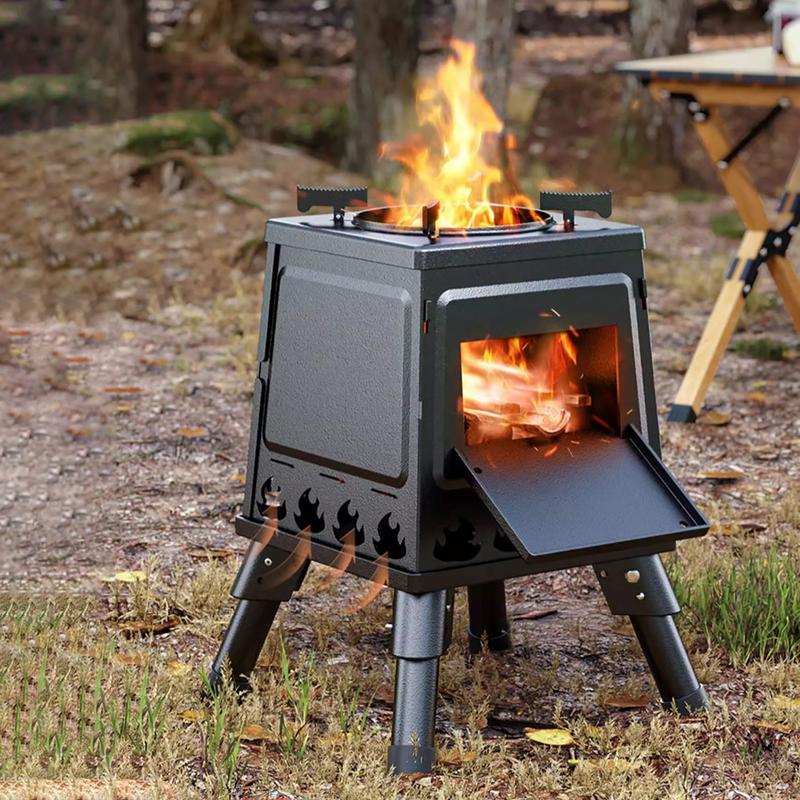 Camping Wood Stove, 18.3in Portable Folding Wood Burning Stove, Alloy Steel Stove for Hiking, Outdoor Survival Stove Emergency for Picnic, Cooking Outside BBQ fire pit